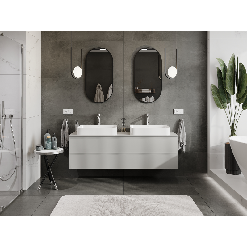 Mexen Orio vonios spintelė po praustuvu 160 cm, 2 stalčiai, pilkai matinė - 91A10-16047-2-BFF62