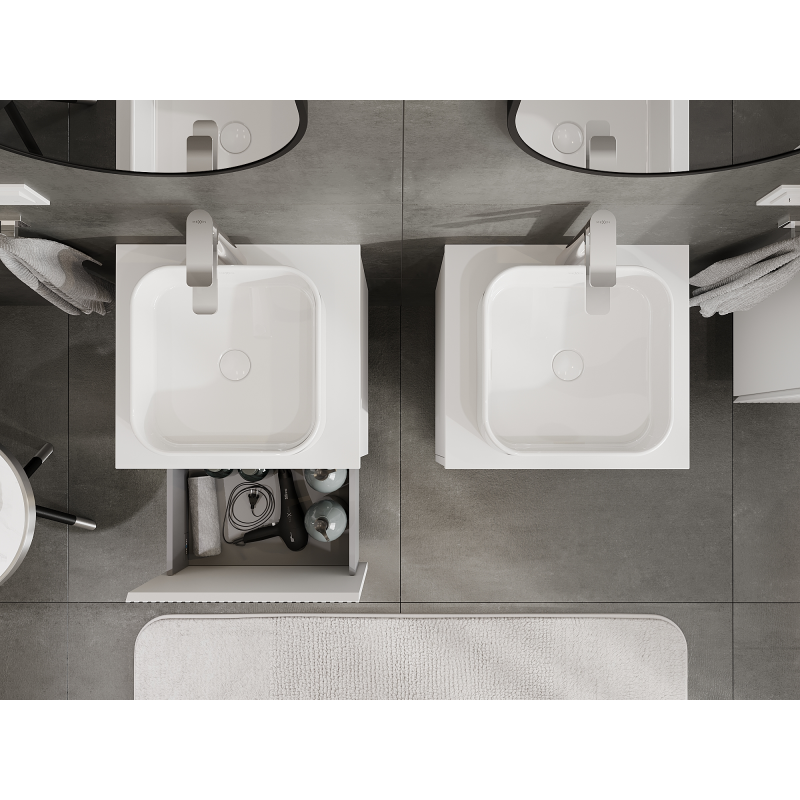 Mexen Rivel vonios spintelė po praustuvu 50 cm, 1 stalčius, grifų raštas, balta matinė - 91A20-05047-1-BF01