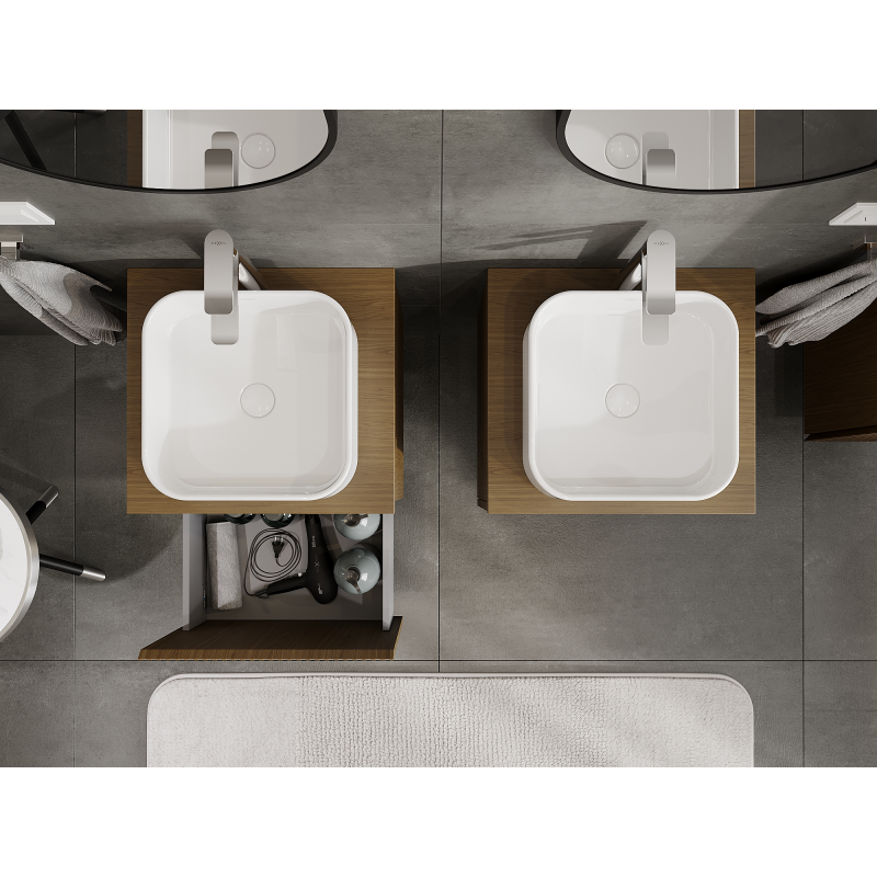 Mexen Rivel vonios spintelė po praustuvu 50 cm, 1 stalčius, grublėtas paviršius , riešutas - 91A20-05047-1-BF86