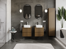 Mexen Rivel vonios spintelė po praustuvu 50 cm, 2 stalčiai, rifliuota, riešutmedis - 91A20-05047-2-BFF86