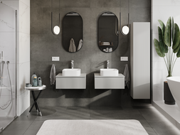 Mexen Rivel vonios spintelė po kriaukle 60 cm, 1 stalčius, rifliuotas, pilkas matinis - 91A20-06023-1-BF62