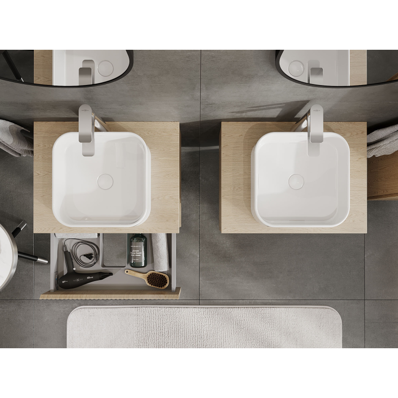 Mexen Rivel vonios spintelė po praustuvu 60 cm, 1 stalčius, gofruotas, ąžuolas - 91A20-06023-1-BF81