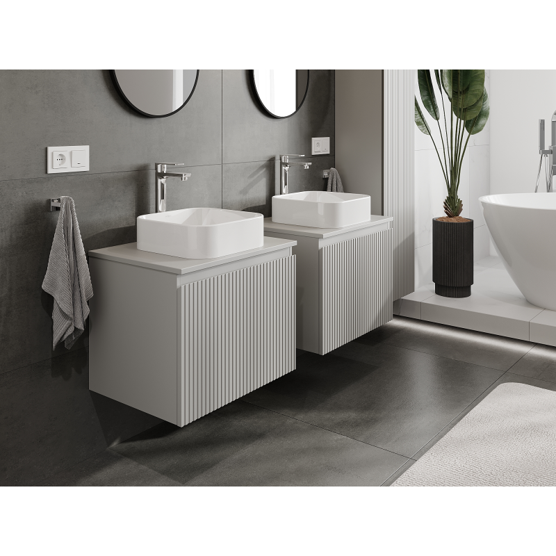 Mexen Rivel vonios spintelė po praustuvu 60 cm, 1 stalčius, su grioveliais, pilkai matinė - 91A20-06047-1-BF62