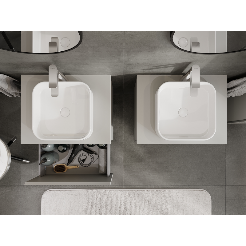 Mexen Rivel vonios spintelė po praustuvu 60 cm, 1 stalčius, su grioveliais, pilkai matinė - 91A20-06047-1-BF62