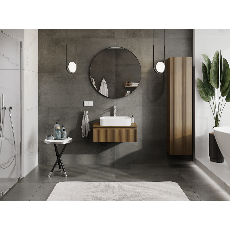 Mexen Rivel vonios spintelė po praustuvu 70 cm, 1 stalčius, grioveliuotas, riešutas - 91A20-07023-1-BF86