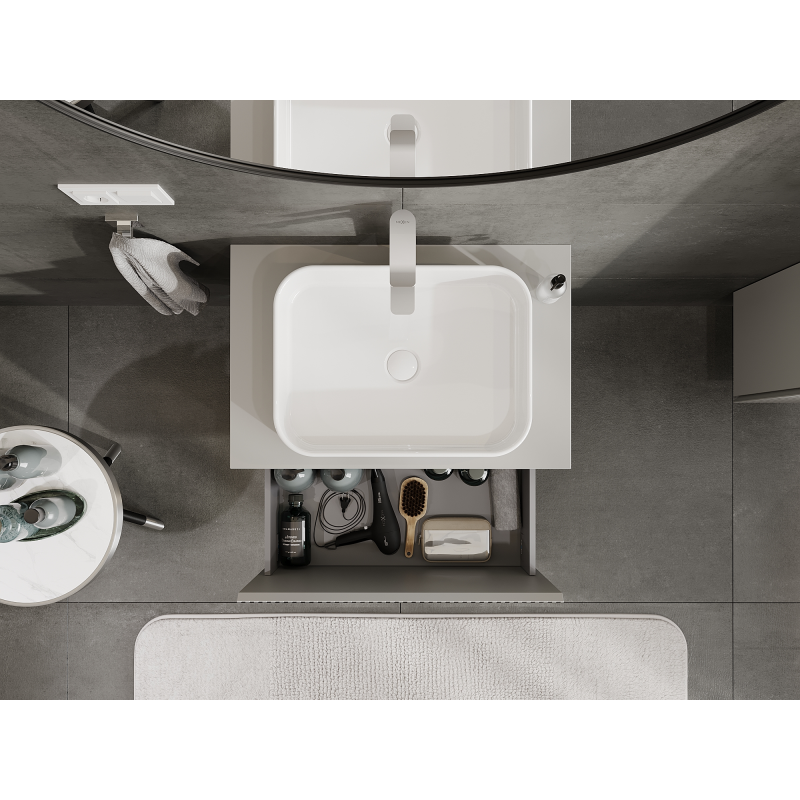 Mexen Rivel vonios kambario spintelė po praustuvu 70 cm, 1 stalčius, grioveliuota, pilka matinė - 91A20-07047-1-BF62