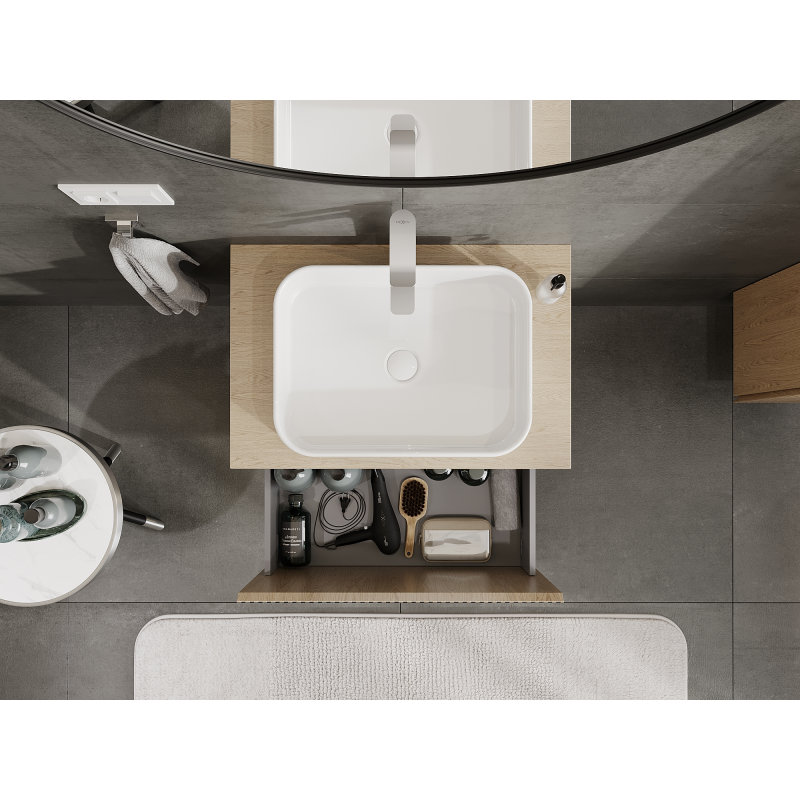 Mexen Rivel vonios kambario spintelė po praustuvu 70 cm, 1 stalčius, banguotas, ąžuolas - 91A20-07047-1-BF81