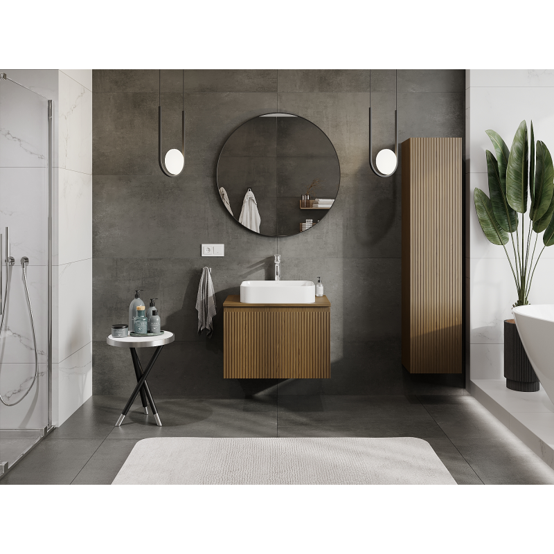 Mexen Rivel vonios spintelė po praustuvu 70 cm, 1 stalčius, grioveliuotas, riešutas - 91A20-07047-1-BF86