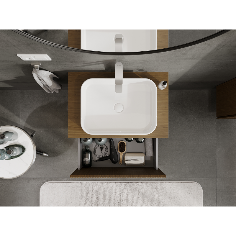 Mexen Rivel vonios spintelė po praustuvu 70 cm, 1 stalčius, grioveliuotas, riešutas - 91A20-07047-1-BF86