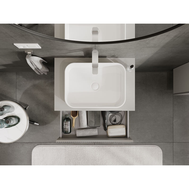 Mexen Rivel vonios kambario spintelė po kriaukle 70 cm, 2 stalčiai, rifliuota, pilka matinė - 91A20-07047-2-BFF62