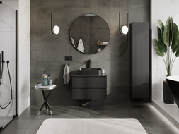 Mexen Rivel vonios spintelė po praustuvu 70 cm, 2 stalčiai, rifliuota, juoda matinė - 91A20-07047-2-BFF71