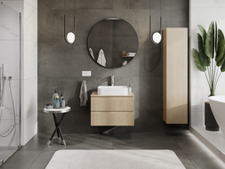 Mexen Rivel vonios kambario spintelė po kriaukle 70 cm, 2 stalčiai, grioveliais, ąžuolas - 91A20-07047-2-BFF81