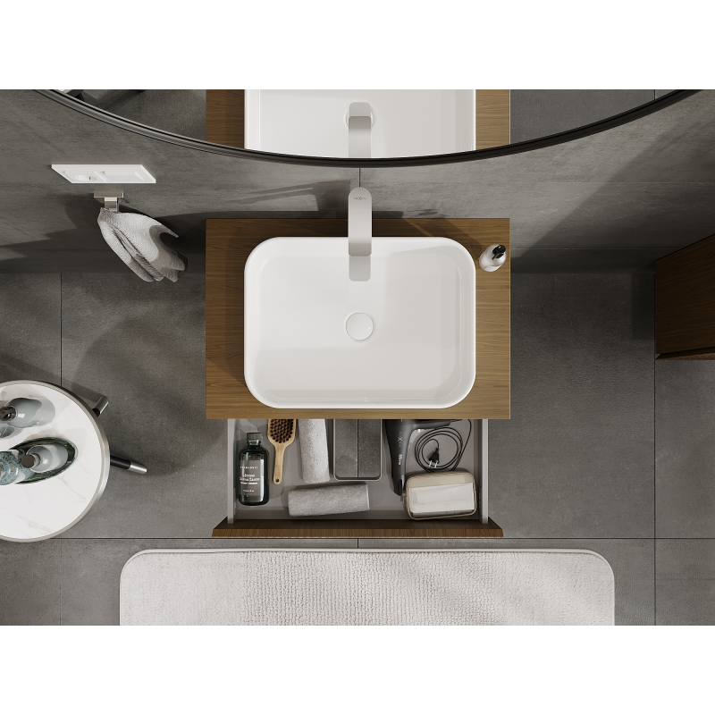 Mexen Rivel vonios baldų spintelė po praustuvu 70 cm, 2 stalčiai, grioveliai, riešutas - 91A20-07047-2-BFF86