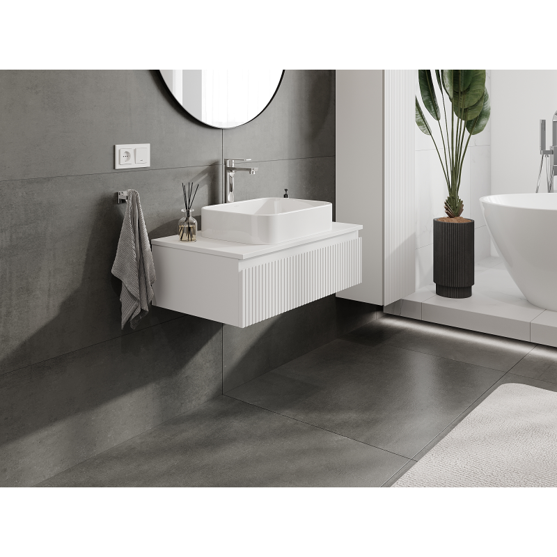 Mexen Rivel vonios spintelė po praustuvu 80 cm, 1 stalčius, grioveliai, balta matinė - 91A20-08023-1-BF01