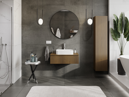 Mexen Rivel vonios kambario spintelė po praustuvu 80 cm, 1 stalčius, rifliuota, riešutmedis - 91A20-08023-1-BF86