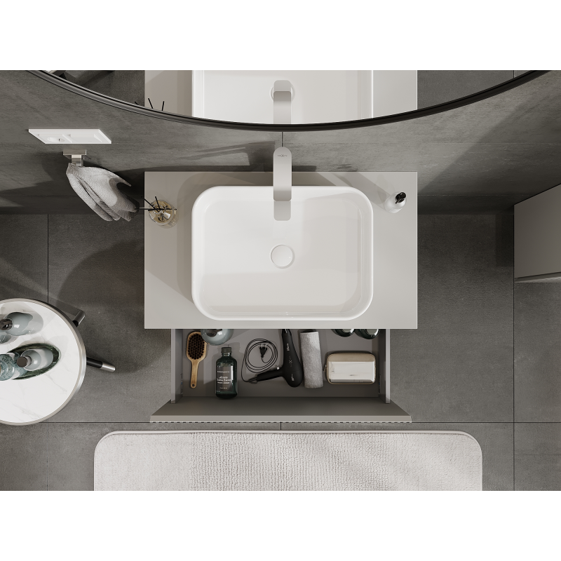 Mexen Rivel vonios spintelė po praustuvu 80 cm, 1 stalčius, grioveliais, pilka matinė - 91A20-08047-1-BF62