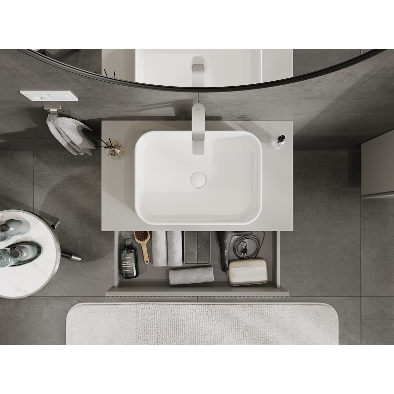 Mexen Rivel vonios spintelė po kriaukle 80 cm, 2 stalčiai, rifliuota, pilka matinė - 91A20-08047-2-BFF62