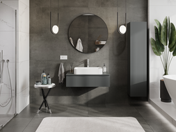 Mexen Rivel vonios kambario spintelė po kriaukle 90 cm, 1 stalčius, rifliuota, matinė grafito - 91A20-09023-1-BF66