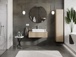 Mexen Rivel vonios veidrodis po kriaukle 90 cm, 1 stalčius, gofruotas, ąžuolas - 91A20-09023-1-BF81