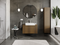 Mexen Rivel vonios spintelė po praustuvu 90 cm, 1 stalčius, rifliuotas, riešutas - 91A20-09047-1-BF86