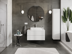 Mexen Rivel vonios spintelė po praustuvu 90 cm, 2 stalčiai, grioveliais, balta matinė - 91A20-09047-2-BFF01