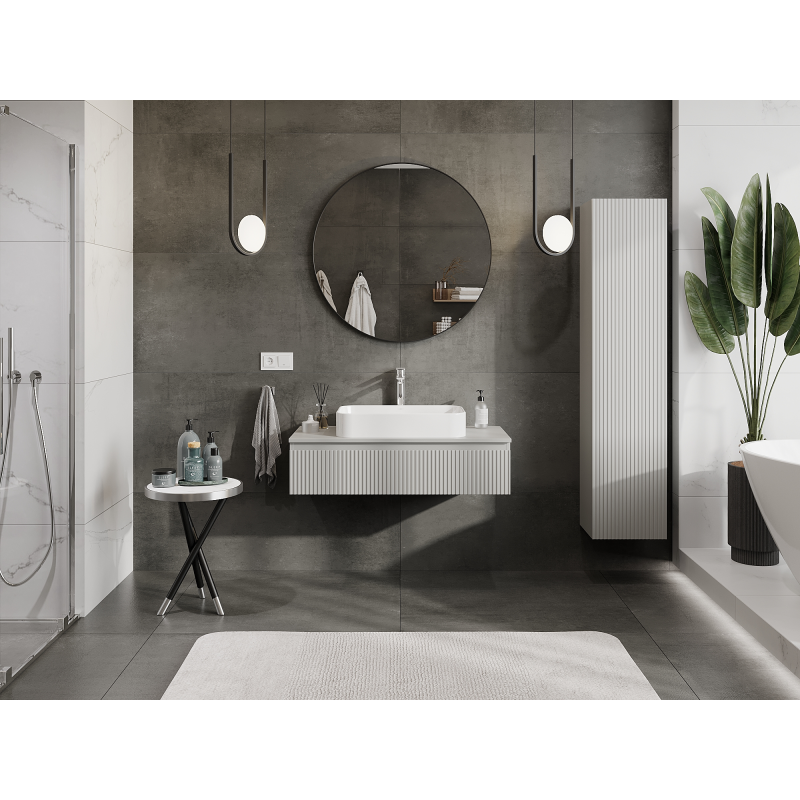 Mexen Rivel vonios spintelė po praustuvu 100 cm, 1 stalčius, grioveliuotas, pilka matinė - 91A20-10023-1-BF62