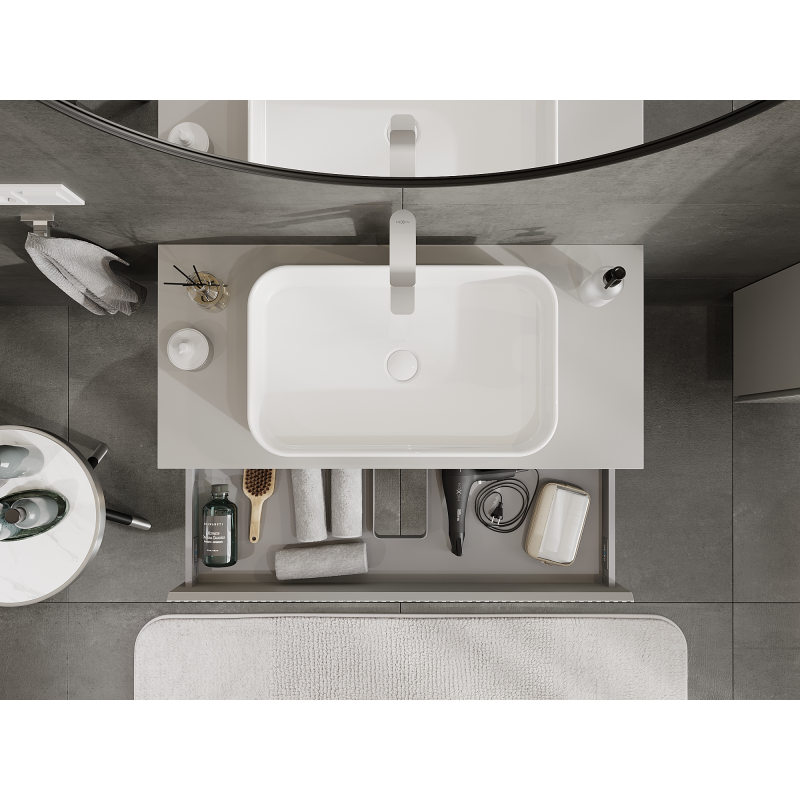 Mexen Rivel vonios spintelė po praustuvu 100 cm, 1 stalčius, grioveliuotas, pilka matinė - 91A20-10023-1-BF62