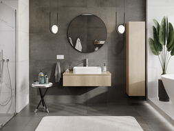 Mexen Rivel vonios kambario spintelė po kriaukle 100 cm, 1 stalčius, grioveliai, ąžuolas - 91A20-10023-1-BF81