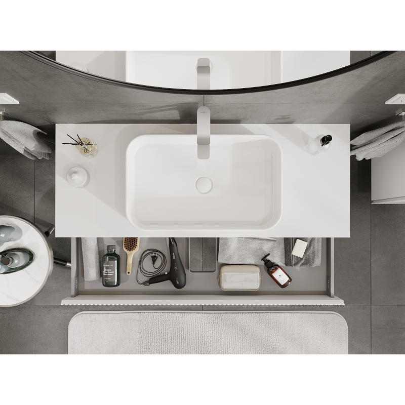 Mexen Rivel vonios kambario spintelė po kriaukle 120 cm, 1 stalčius, rifliuota, balta matinė - 91A20-12023-1-BF01