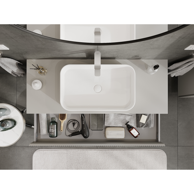 Mexen Rivel vonios spintelė po praustuvu 120 cm, 1 stalčius, rifliuota, pilka matinė - 91A20-12023-1-BF62