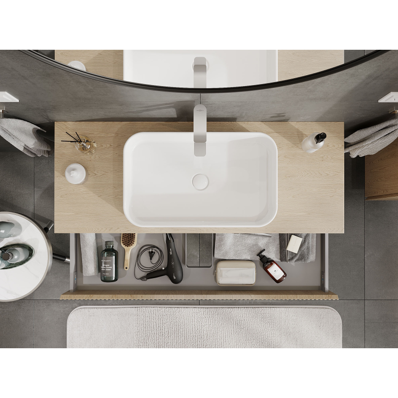 Mexen Rivel vonios kambario spintelė po praustuvu 120 cm, 1 stalčius, rifliuota, ąžuolo - 91A20-12023-1-BF81