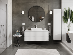 Mexen Rivel vonios kambario spintelė po kriaukle 120 cm, 2 stalčiai, briaunuota, balta matinė - 91A20-12047-2-BFF01