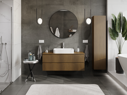 Mexen Rivel vonios spintelė po praustuvu 120 cm, 2 stalčiai, rifliuota, riešutas - 91A20-12047-2-BFF86