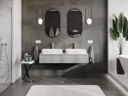 Mexen Rivel vonios kambario spintelė po kriaukle 140 cm, 1 stalčius, su grioveliais, pilka matinė - 91A20-14023-1-BF62