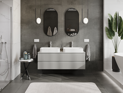 Mexen Rivel vonios kambario spintelė po praustuvu 140 cm, 2 stalčiai, gofruota, pilkos matinės spalvos - 91A20-14047-2-BFF62