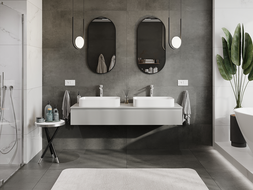 Mexen Rivel vonios kambario spintelė po praustuvu 160 cm, 1 stalčius, briaunuota, pilka matinė - 91A20-16023-1-BF62