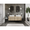 Mexen Rivel vonios spintelė su praustuvo spintele, 160 cm, 2 stalčiai, rifliuota, ąžuolo - 91A20-16047-2-BFF81