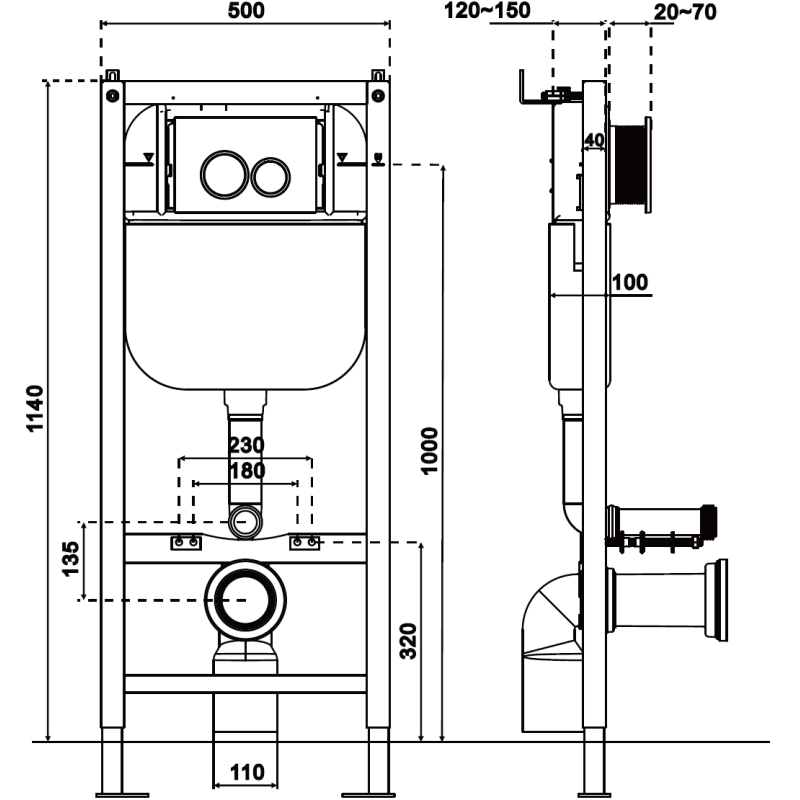 Mexen Tex Air E pneumatinis paslepiamas rėmas WC - 61109A