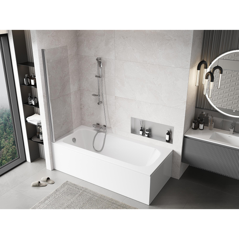 Mexen Mist vonios širma, vieno skydo, 50 x 150 cm, skaidri, chromuota - 8A9-050-001-01-00