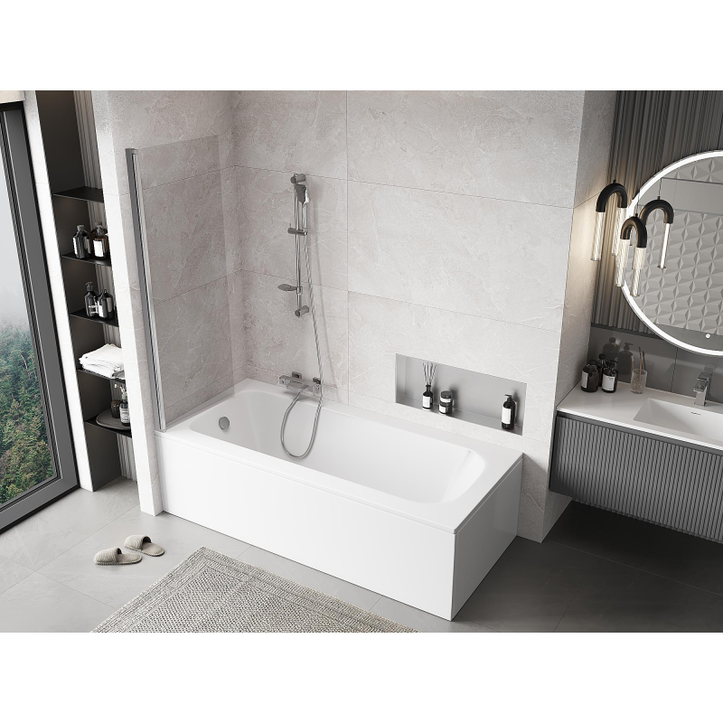 Mexen Mist vonios kambario pertvara, 1 sparno, 60 x 150 cm, permatomos spalvos, chromas - 8A9-060-001-01-00