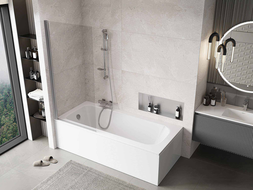 Mexen Mist vonios pertvara su 1 durimis 80 x 150 cm, permatoma, chromuota - 8A9-080-001-01-00