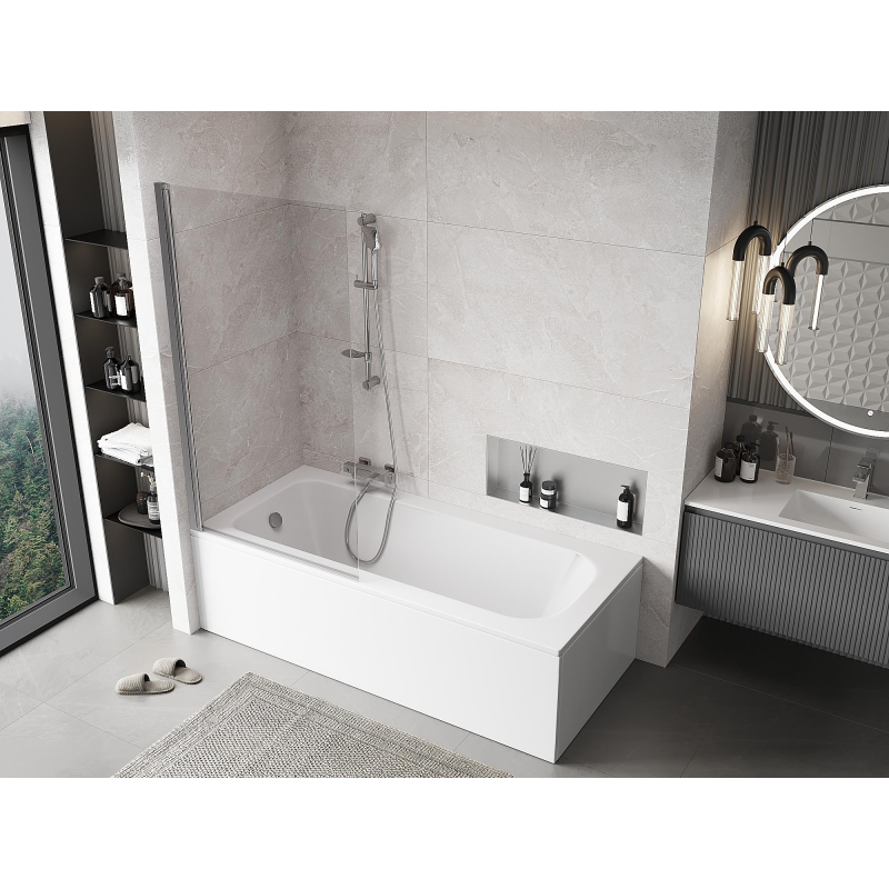 Mexen Mist vonios ekrano 1-durys 90 x 150 cm, permatomos, chromas - 8A9-090-001-01-00