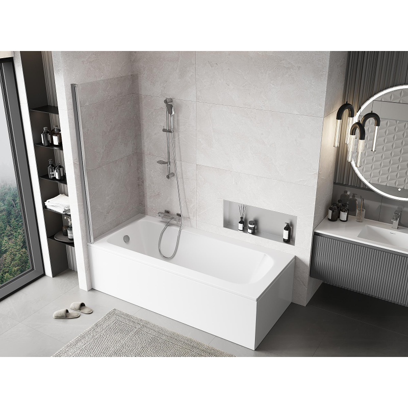 Mexen Mist vonios ekrano 1-durys 90 x 150 cm, permatomos, chromas - 8A9-090-001-01-00