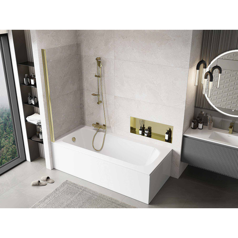 Mexen Mist vonios ekrano 1-durų 80 x 150 cm, permatomas, auksinis - 8A9-080-001-50-00