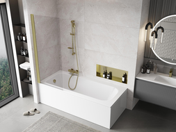 Mexen Mist vonios pertvara 1-durų 70 x 150 cm, skaidri, auksinė šepetuota - 8A9-070-001-55-00