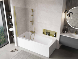 Mexen Mist vonios ekranas vienos durys 80 x 150 cm, skaidrus, auksinis šlifuotas - 8A9-080-001-55-00