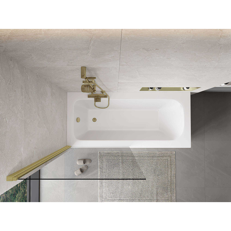 Mexen Mist vonios sienelė 1-varstoma 90 x 150 cm, skaidri, auksinė šukuota - 8A9-090-001-55-00