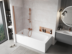 Mexen Mist vonios pertvara, vienos dalies, 60 x 150 cm, permatomas, šepečiuotas varis - 8A9-060-001-65-00