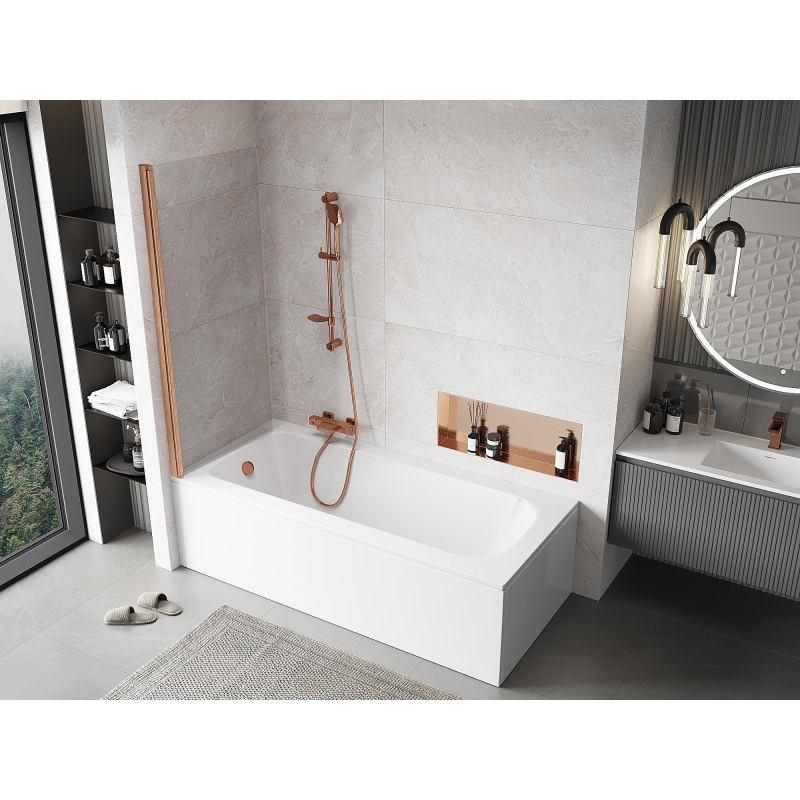 Mexen Mist vonios uždanga 1-duris 70 x 150 cm, skaidrus, šlifuota varis - 8A9-070-001-65-00