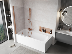 Mexen Mist vonios uždanga 1-duris 70 x 150 cm, skaidrus, šlifuota varis - 8A9-070-001-65-00